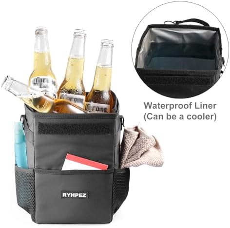 Ryhpez Car Trash Can with Lid, Hanging Trash Bin Car Garbage Can, Leakproof