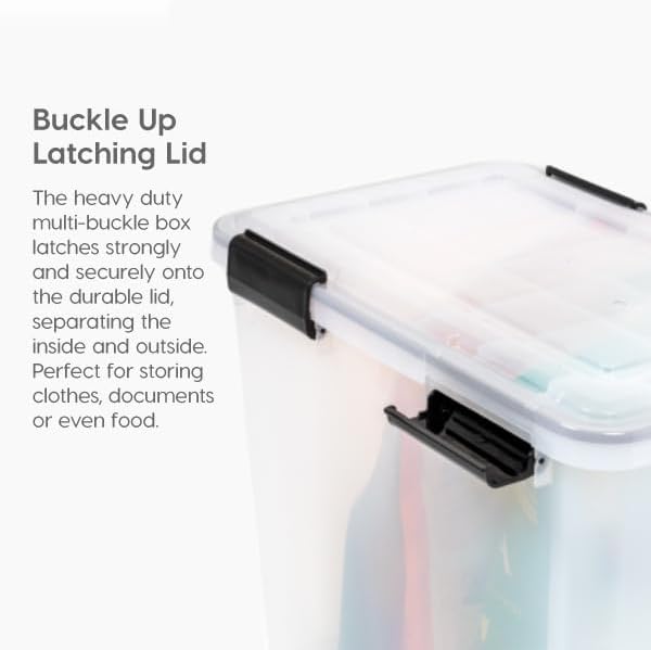 WeatherPro 63 Qt Storage Bins with Lids, 2 Pack, Clear/Black
