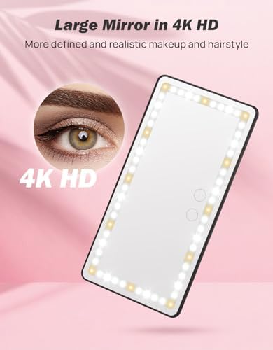 Car Sun Visor Vanity Mirror, Car Vanity Mirror With Lights, Makeup Mirror with 3 Light Modes & 60 LEDs, Car Mirror Dimmable Touch Control Travel Makeup Mirror for Car Truck SUV