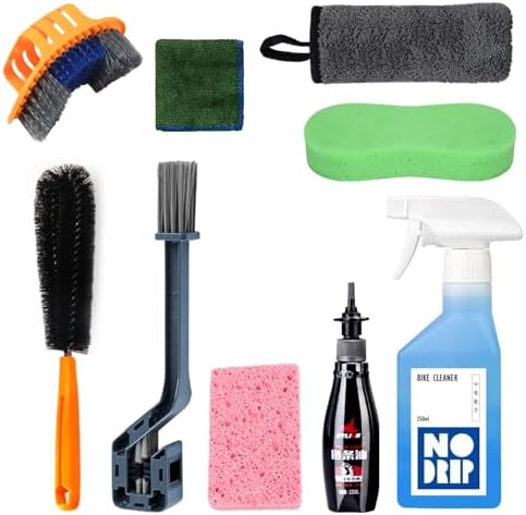 Pro: Conquer Grime! Motorcycle Chain Clean & Lube Kit - 350ml Powerful Degreaser, 120ml Smooth Wet Lube, Brushes, Scrubber, Towel Complete Tools Set