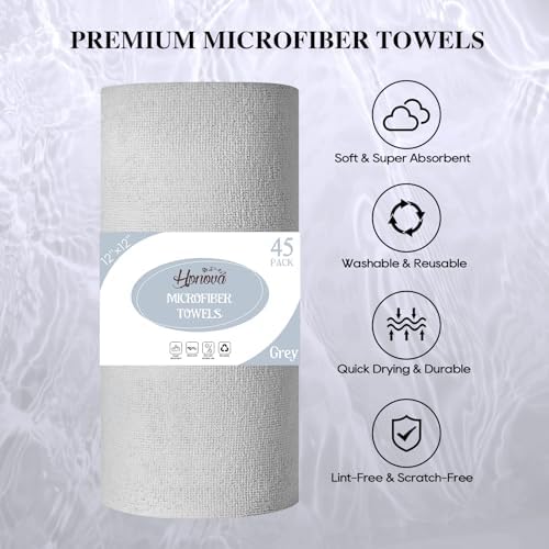 Microfiber Cleaning Cloth Roll 90 Pack, 12"×12", Reusable, Pink & Grey