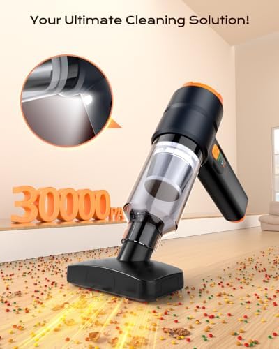 Portable Cordless Car Vacuum,4-in-1 Handheld Cordless Vacuum with 30000Pa Suction,130000 RPM,6800mAh Battery,10 Nozzles,Rubber Paint Material for Car,Home,Birthday Gifts for Men Dad Husband(Star Black