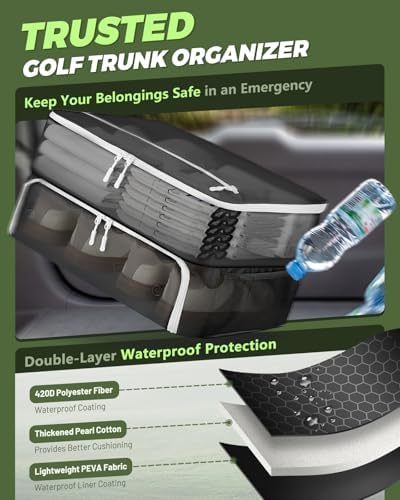 Golf Trunk Organizer, Golf Accessories for Men/Women to Storage Stuff and Gear, Cool Gifts for Golfers, Dad, Him/Her, Birthday or Father’s Day