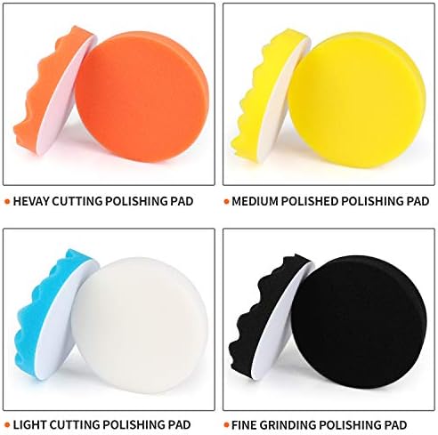 Kshineni 5 Inch(125 mm) Drill Polishing Pads 11 Pcs Car Polishers and Buffers Compound Buffing Kits Drill Attactment for Auto Polisher,Sanding,Waxing