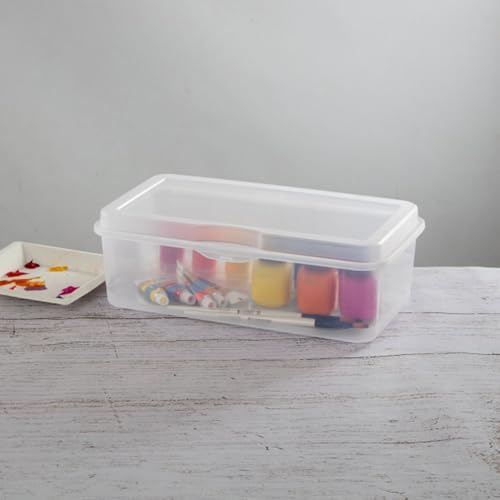 Rectangular Large FlipTop, Clear Plastic Storage Box, 6-Pack