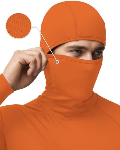 Men's Thermal Compression Shirts Hoodie Long Sleeve with Mask