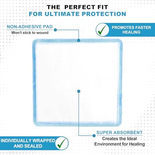 Super Absorbent Wound Dressing, Non-Adhesive Pads, 8"x8", Box of 5