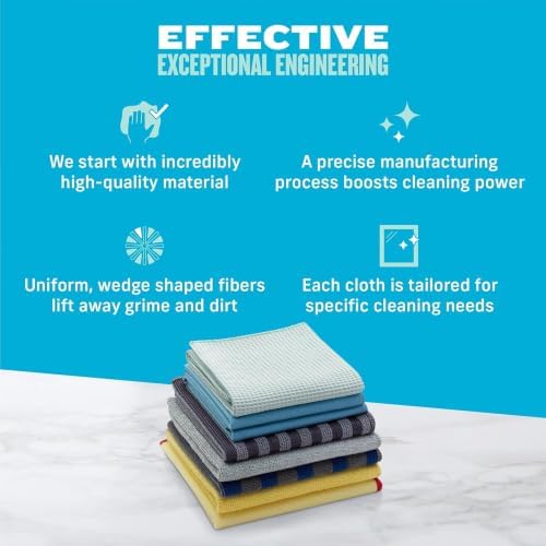 Home Cleaning Set, Premium Microfiber Cleaning Cloth, Household Cleaning Tools & Supplies for Dusting, Bathroom, Kitchen & Cars, Washable & Reusable, 100 Wash Guarantee, 8 Piece Set