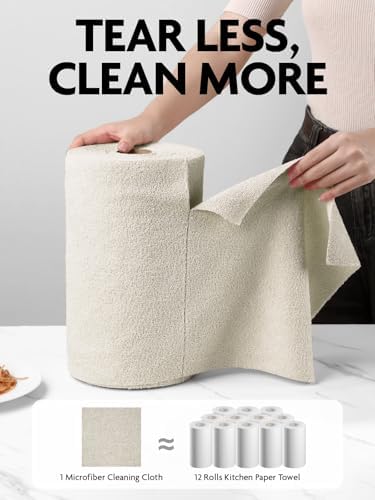 Microfiber Cleaning Cloth Roll- 75 Sheets, 12"x12" (CoolGrey)