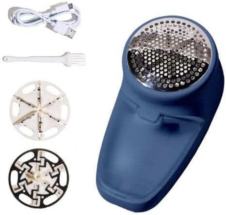 Nori Trim Fabric Shaver - Lint Remover for Clothes & Furniture Couch Pilling - Sweater Pill Remover - Clothes Shaver with 6 Precision Blades - Wireless and Rechargeable - Navy