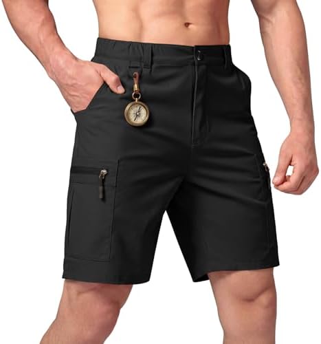 Mens Hiking Cargo Shorts 9 Inch Inseam Quick Dry