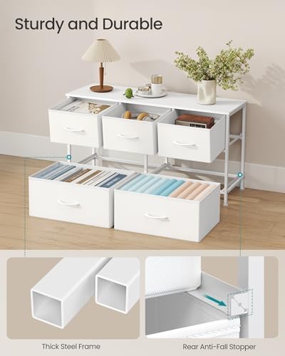 Dresser for Bedroom, Wide Dresser with 5 Fabric Drawers