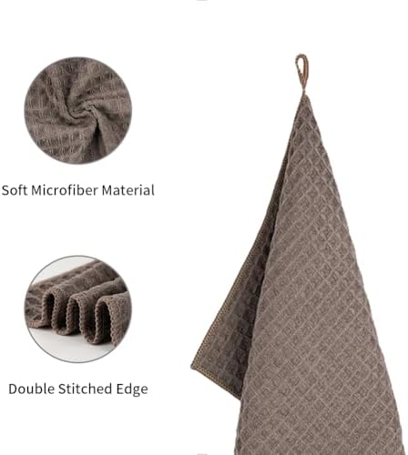 10 Pack Microfiber Espresso Barista Cleaning Towels, Light Brown