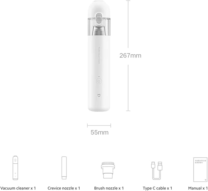XIAOMI Handheld Vacuum 13,000Pa, Powerful Brushless Motor Cordless Car Vacuum Cleaner, Ultra Lightweight Portable Mini Hand Vacuum Rechargeable with Type-C Cable for Car/Home/Pet Hair