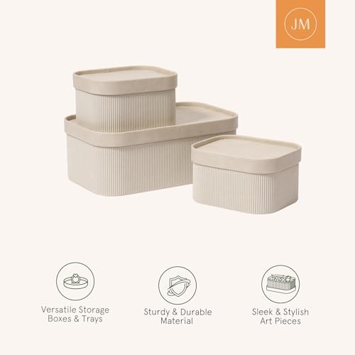 Decorative Storage Boxes with Lids Faux Leather, 3 Pack