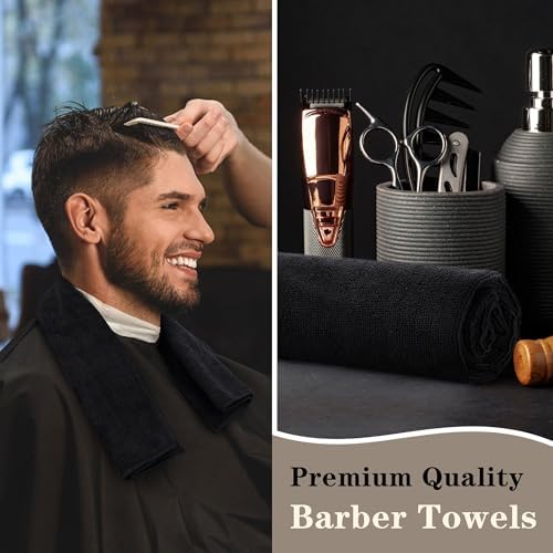 Salon Towels 12 Pack, Black Microfiber Hair Towels (16 x 27 in)