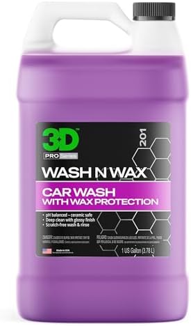 Wash N Wax Car Wash Soap - pH Balanced, Easy Rinse, Scratch Free Soap with Wax Protection - 1 Gallon