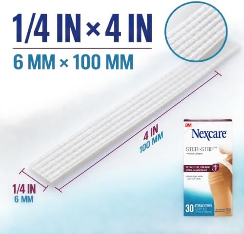 Steri-Strip Wound Closure Strips, 1/4 in x 4 in, 2 Pack, 60 Count