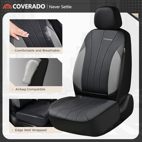Seat Covers, Car Seat Covers Full Set, Automotive Seat Covers 5 Seats, Waterproof Car Seat Protectors Universal Fit for SUVs Trucks Sedans-Grey&Black