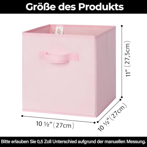 11 Inch Cube Storage Bins, 6-Pack Storage Cube Organizer, Pink