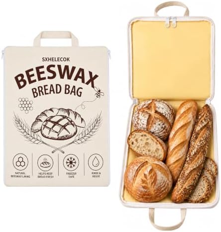 2 Pack Beeswax Bread Bag, Reusable Sourdough Storage, Zipper