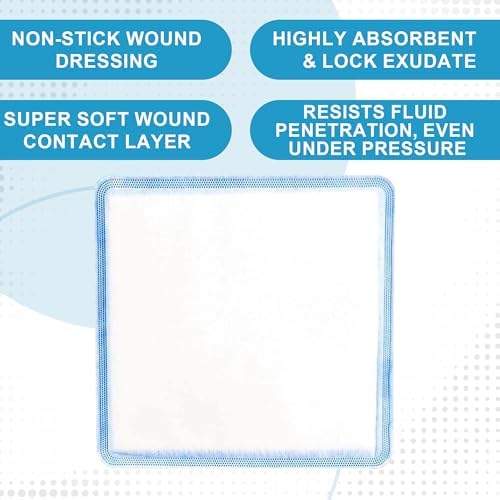 Super Absorbent Wound Dressing, Non-Adhesive Pads, 8"x8", Box of 5