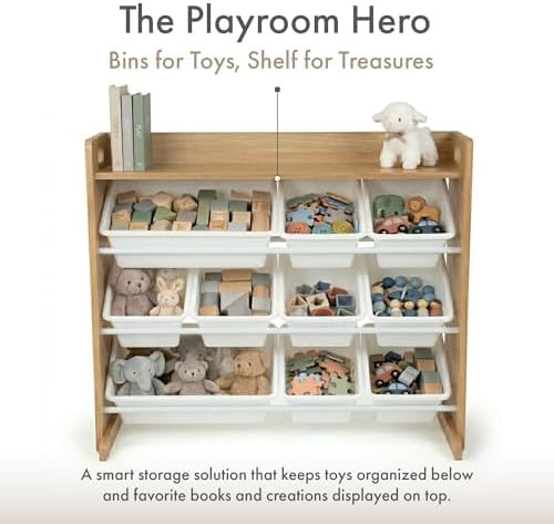 Kids Toy Organizer with Display Shelf, 9 Bins, 3 Tier Storage