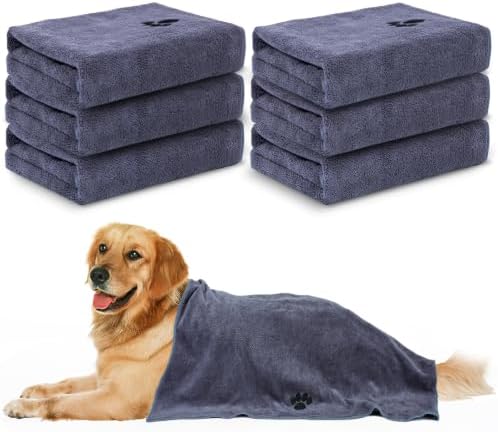 6 Pack Microfiber Dog Towels for Drying Dogs, Super Absorbent and Soft