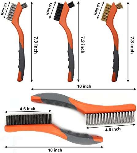 Wire Brush Set 5Pcs, Nylon/Brass/Stainless/Carbon, Rust/Weld Remove