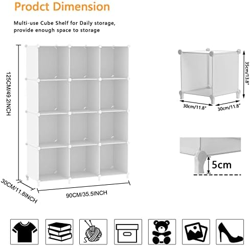12 Cube Storage Organizer, Closet Organizer Storage Shelves, White
