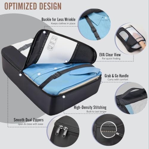 10 Set/8 Set Packing Cubes for Travel Essentials,Anti-Wrinkle Buckled Suitcase Organizer for Shoe & Toiletry Bag,Carry On Luggage Bag for Airplane & College Dorm Room Accessories,Women Men Gifts