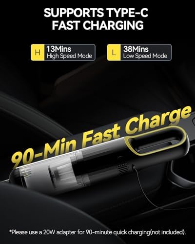 Handheld Car Vacuum Cleaner 23000Pa Rechargeable for Car Home Office