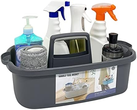 Cleaning Caddy with Handle, Shower & Under Sink Basket, Grey