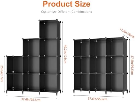 Closet Organizers and Storage, 9 Cube Storage Organizer, Black