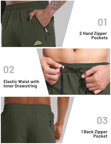 Men's Capri Shorts Quick Dry Below Knee 3/4 Capri Pants with Zipper Pockets for Workout Running Training Summer