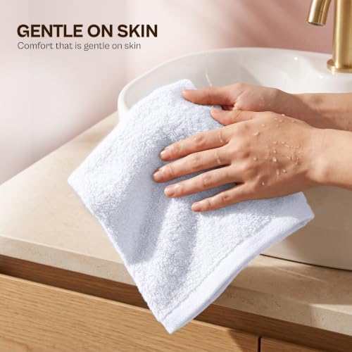 24 Pack Washcloths, 12x12 in, 100% Cotton, White