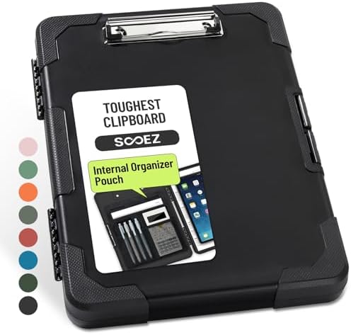 Toughest Clipboard with Storage, Internal Pen Pouch Included, Letter/ A4 Size, Shockproof Heavy Duty Plastic Clip Boards 8.5x11”, High Capacity Clipboards Box Case for Contractor Trucker Driver