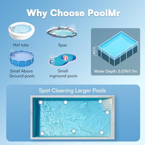 Handheld Spa & Hot Tub Vacuum, Cordless Pool Vacuum, 90-Min Runtime, Ash