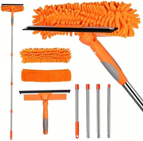 2-in-1 Window Cleaner Tool, 68'' Squeegee for Window Cleaning
