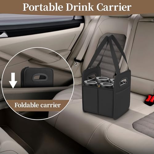 Reusable Drink Carrier Tote Bag with Handle, 4 Cups