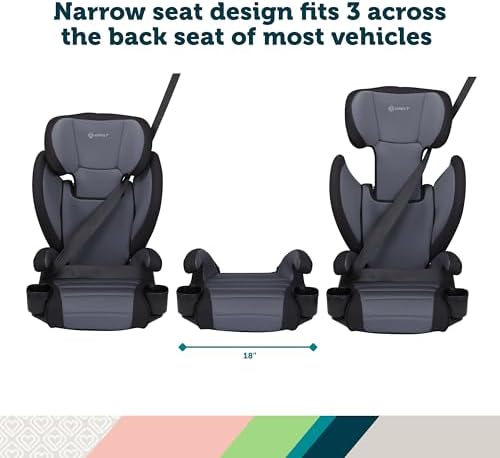 Grow and Go 2-in-1 Booster Car Seat with ComfortWings, Converts High-Back to Backless, 19" Wide, Slim Design, Lightweight, Foldable, Easy-Clean, Cup Holders, 40-100 lbs, Crushed Grape
