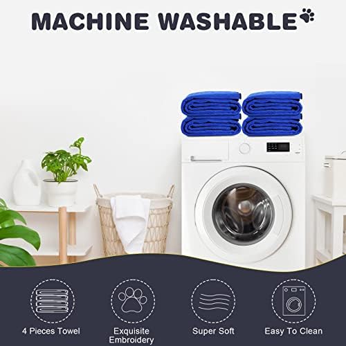 4 Pcs Dog Towels for Drying, 30 x 50 Inch, Blue