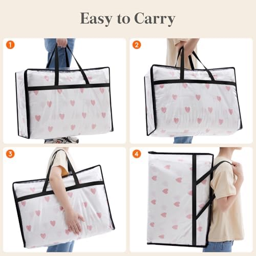60L Clear Clothes Storage Bags,Plastic Foldable Blanket Storage Bag