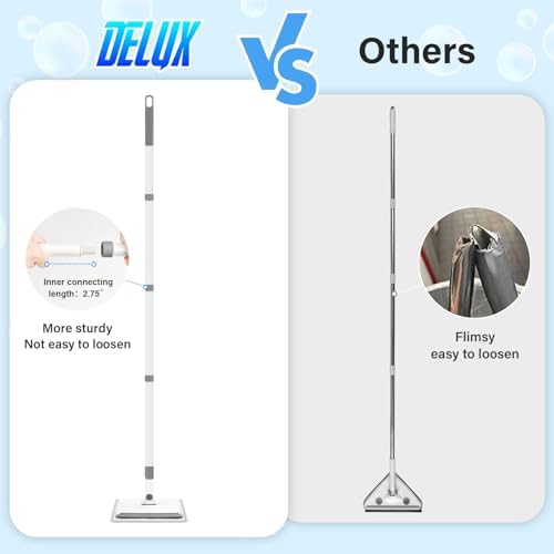 Baseboard Cleaner Tool with Handle, Baseboard Cleaner with Extendable Long Handle, 4 Reusable Cleaning Pads Wall Cleaner for Baseboards Cleaning, Ceiling, Wall, Floor, Shower Bathroom Kitchen
