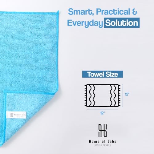 Microfiber Cleaning Cloth 12 Pack, 12x12 Inch Lint Free Streak Free Towels, Ultra Absorbent Cleaning Rags for Cars, Auto Detailing, Kitchen & Windows (12, Blue)