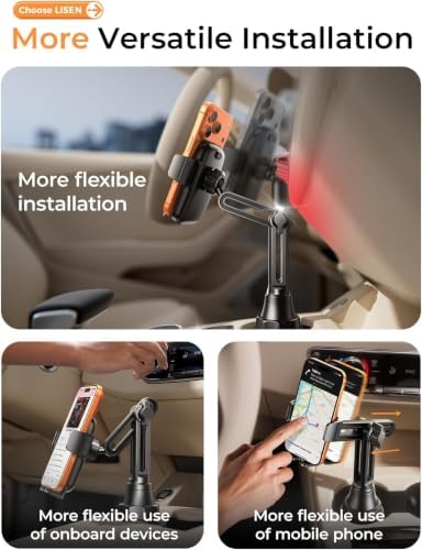 [Upgraded Version Cup Holder Phone Holder for Car, Universal 360° Adjustable Long Neck Car Phone Mount Golf Cart Truck Jeep, Compatible with iPhone Samsung Google & All 4.0-7.0 '' Phones