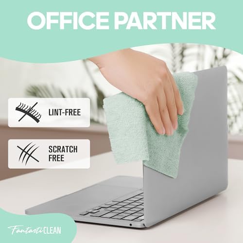 Microfiber Cleaning Cloth Roll, 60 Pack, 8" x 8", Mint Green