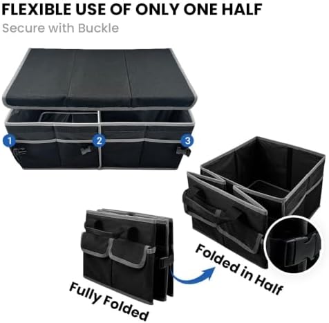 Collapsible Car Trunk Organizer, Foldable Cargo Storage Organizer for SUV, Car & Truck, Black