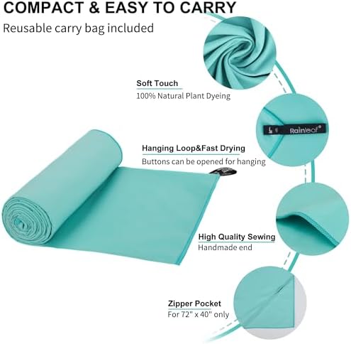 Microfiber Towel Quick Dry Camping & Travel & Gym Towel. Compact