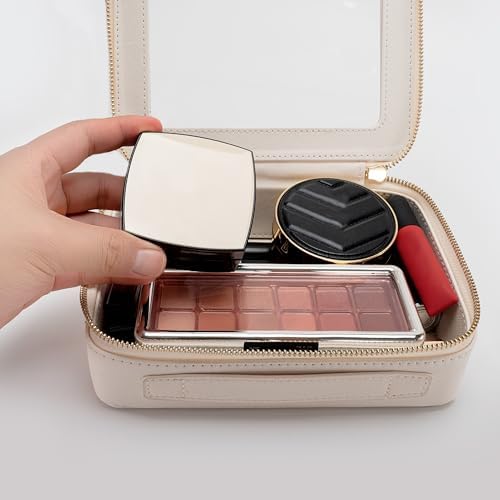 Clear Makeup Bag Organizer, Travel Cosmetic Case Medium White